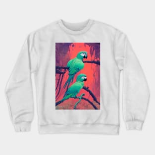 Crimson Jungle Parrots Crewneck Sweatshirt